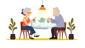 Grandmother and grandfather, Elderly couple sitting at kitchen table and drink tea or coffee together Royalty Free Stock Photo
